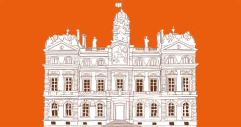Dessin de la Mairie de Lyon par Julie Petrolli