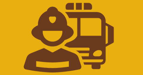 dessin d'un pompier et de son camion